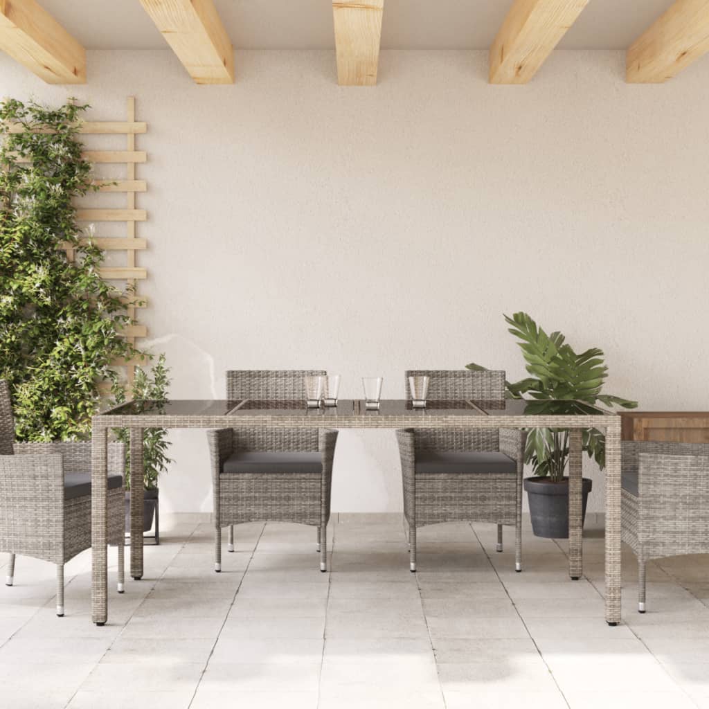 Tavolo Da Giardino Piano In Vetro 190X90X75Cm Polyrattan