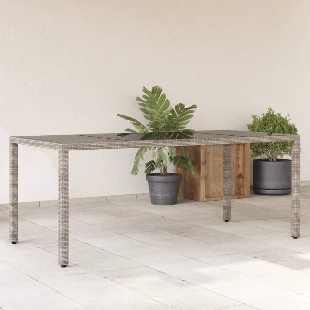 Tavolo Da Giardino Piano In Vetro 190X90X75Cm Polyrattan