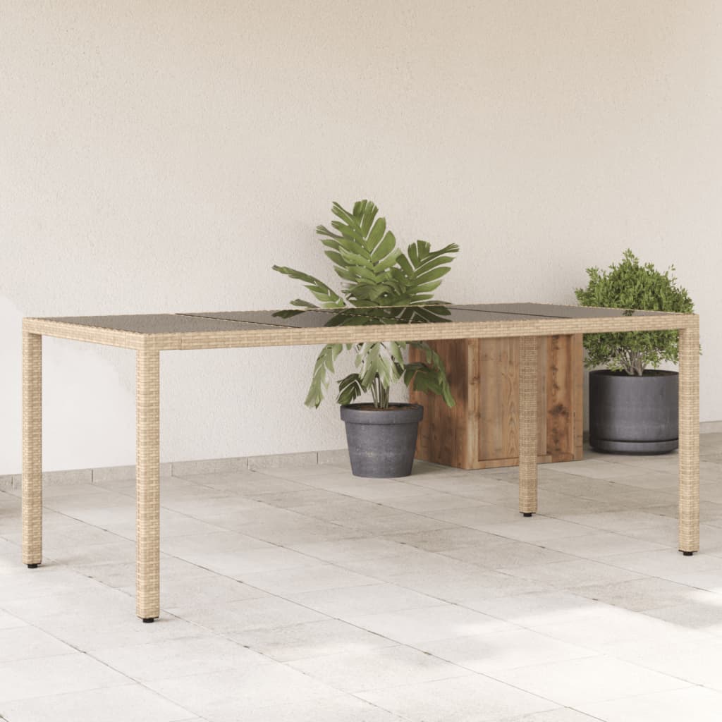 Tavolo Da Giardino Piano In Vetro 190X90X75Cm Polyrattan