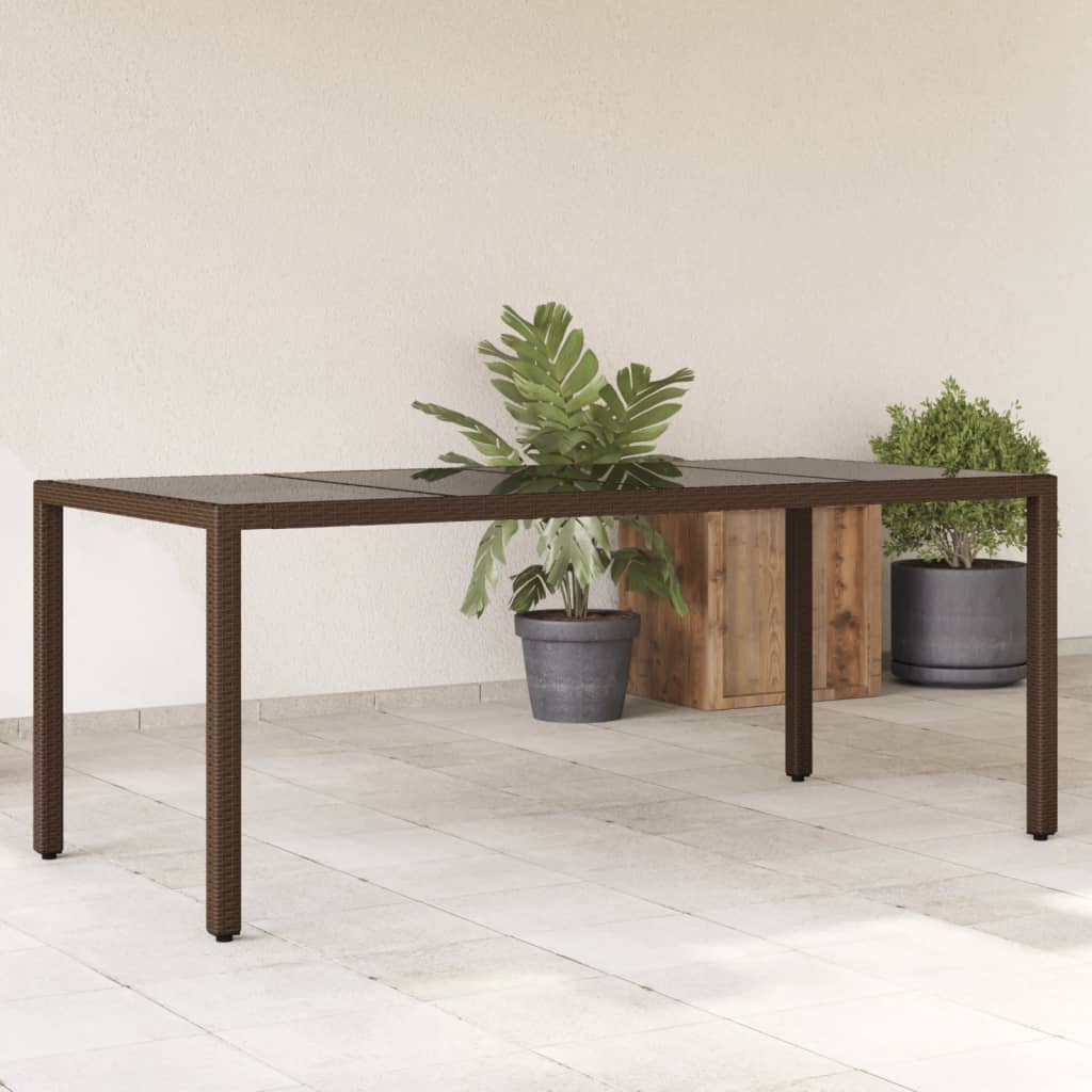 Tavolo Da Giardino Piano In Vetro 190X90X75Cm Polyrattan