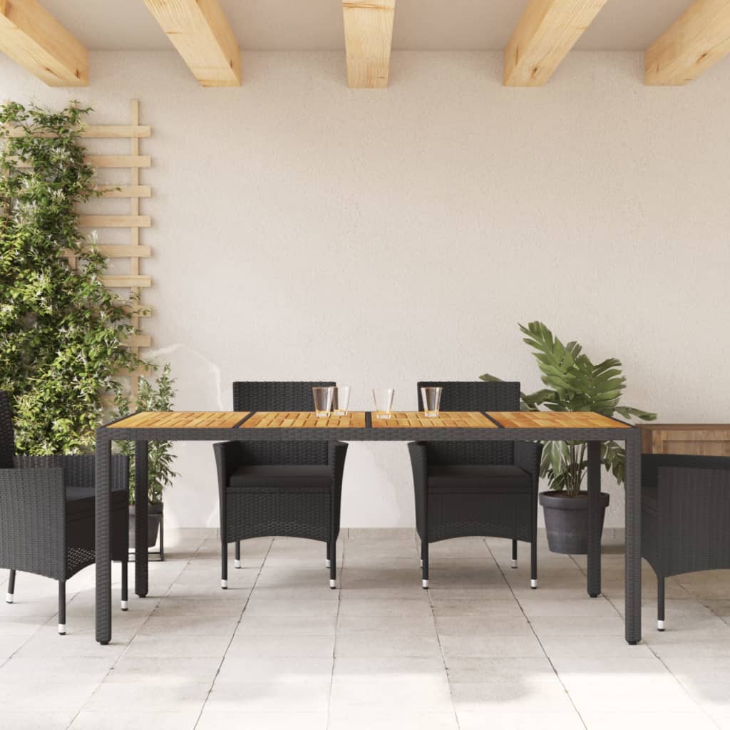 Tavolo Giardino Piano Legno Acacia 190X90X75 Cm Polyrattan