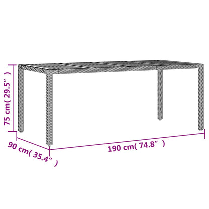 Tavolo Giardino Piano Legno Acacia 190X90X75 Cm Polyrattan