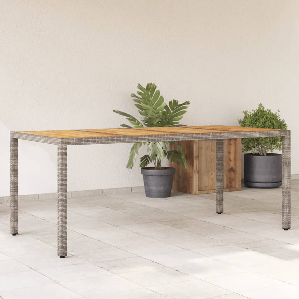 Tavolo Giardino Piano Legno Acacia 190X90X75 Cm Polyrattan