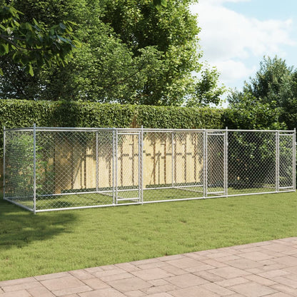 Gabbia Per Cani Con Porte Grigia 12X2X1,5 M In Acciaio Zincato