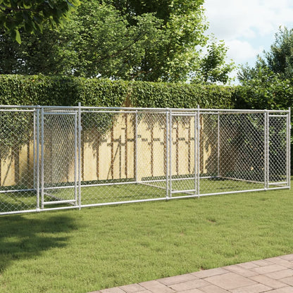 Gabbia Per Cani Con Porte Grigia 12X2X1,5 M In Acciaio Zincato