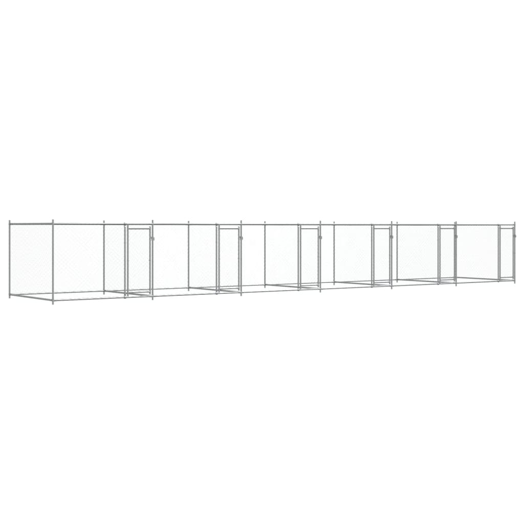 Gabbia Per Cani Con Porte Grigia 12X2X1,5 M In Acciaio Zincato