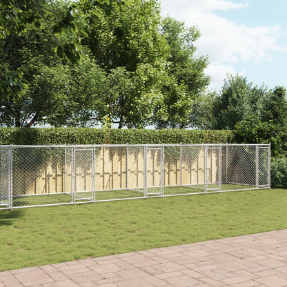 Gabbia Per Cani Con Porte Grigia 12X2X1,5 M In Acciaio Zincato