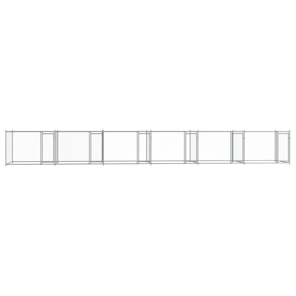 Gabbia Per Cani Con Porte Grigia 12X2X1,5 M In Acciaio Zincato