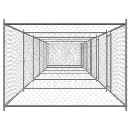 Gabbia Per Cani Con Porte Grigia 12X2X1,5 M In Acciaio Zincato