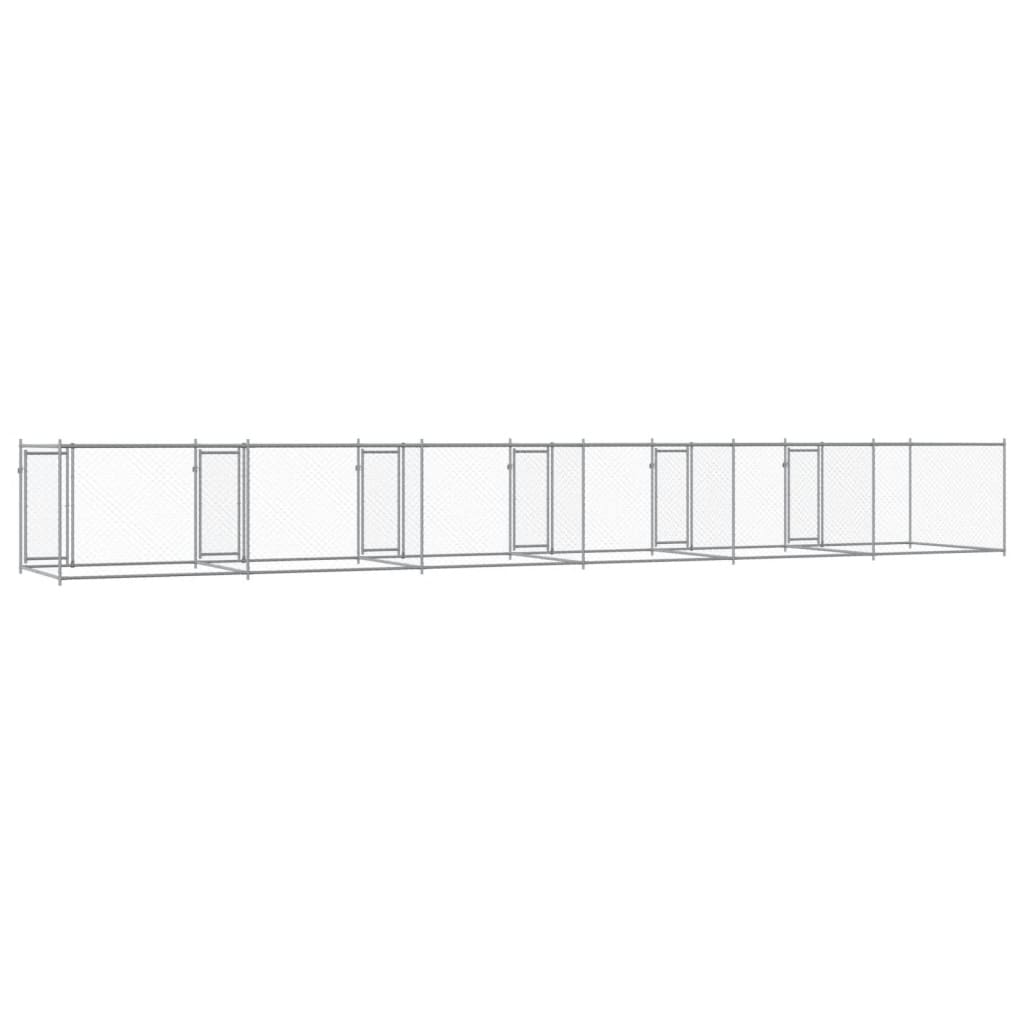 Gabbia Per Cani Con Porte Grigia 12X2X1,5 M In Acciaio Zincato