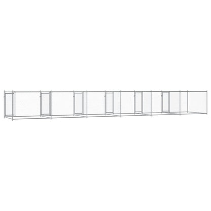 Gabbia Per Cani Con Porte Grigia 12X2X1,5 M In Acciaio Zincato