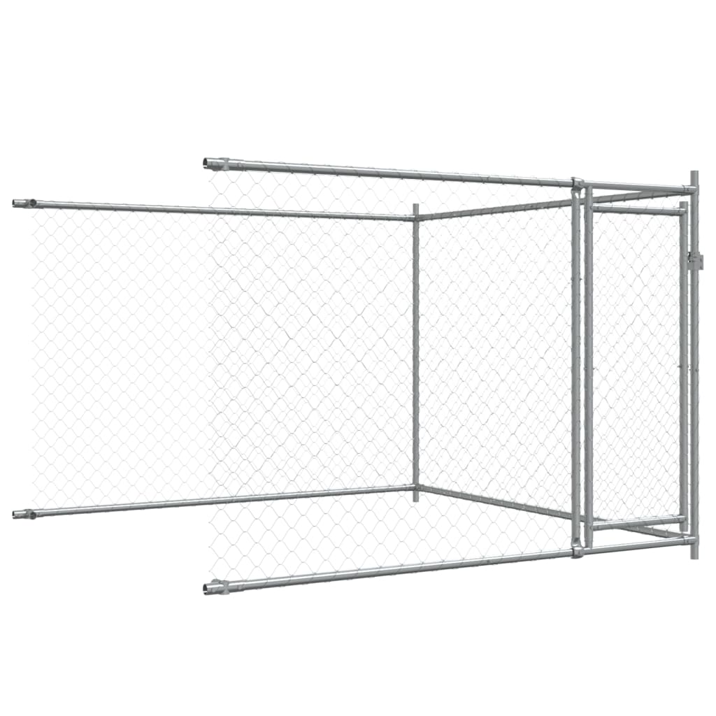 Gabbia Per Cani Con Porte Grigia 12X2X1,5 M In Acciaio Zincato