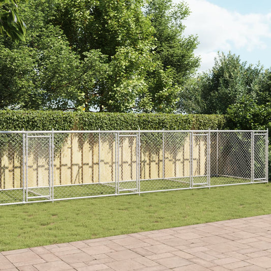 Gabbia Per Cani Con Porte Grigia 12X2X1,5 M In Acciaio Zincato