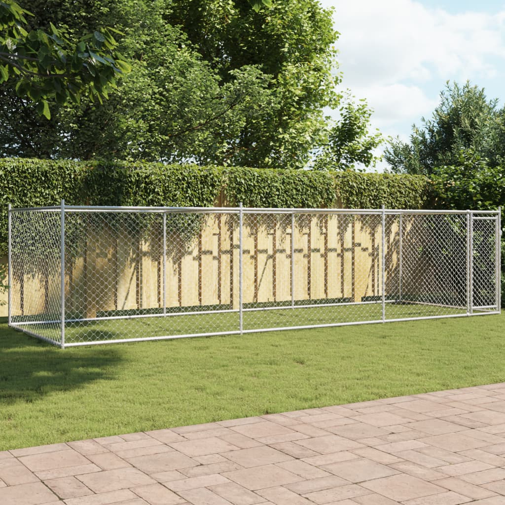 Gabbia Per Cani Con Porte Grigia 12X2X1,5 M In Acciaio Zincato