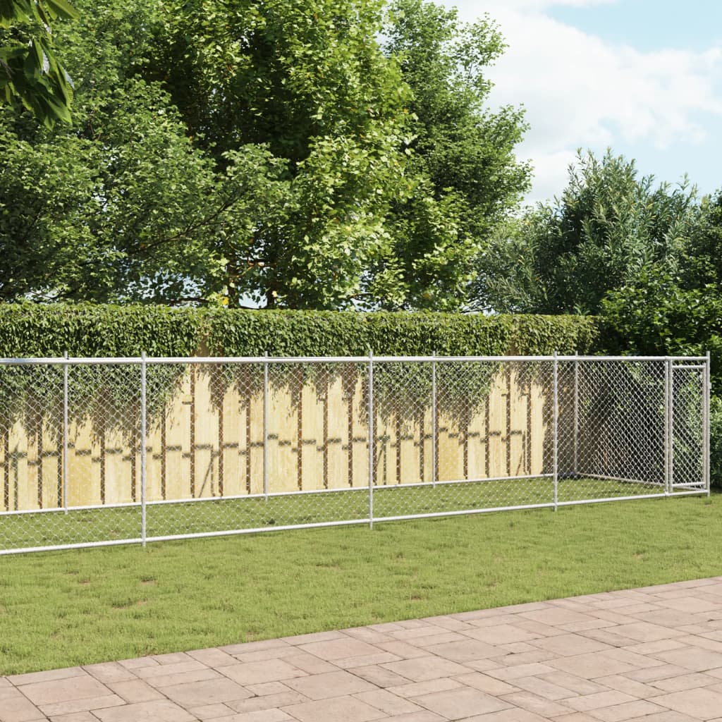 Gabbia Per Cani Con Porte Grigia 12X2X1,5 M In Acciaio Zincato