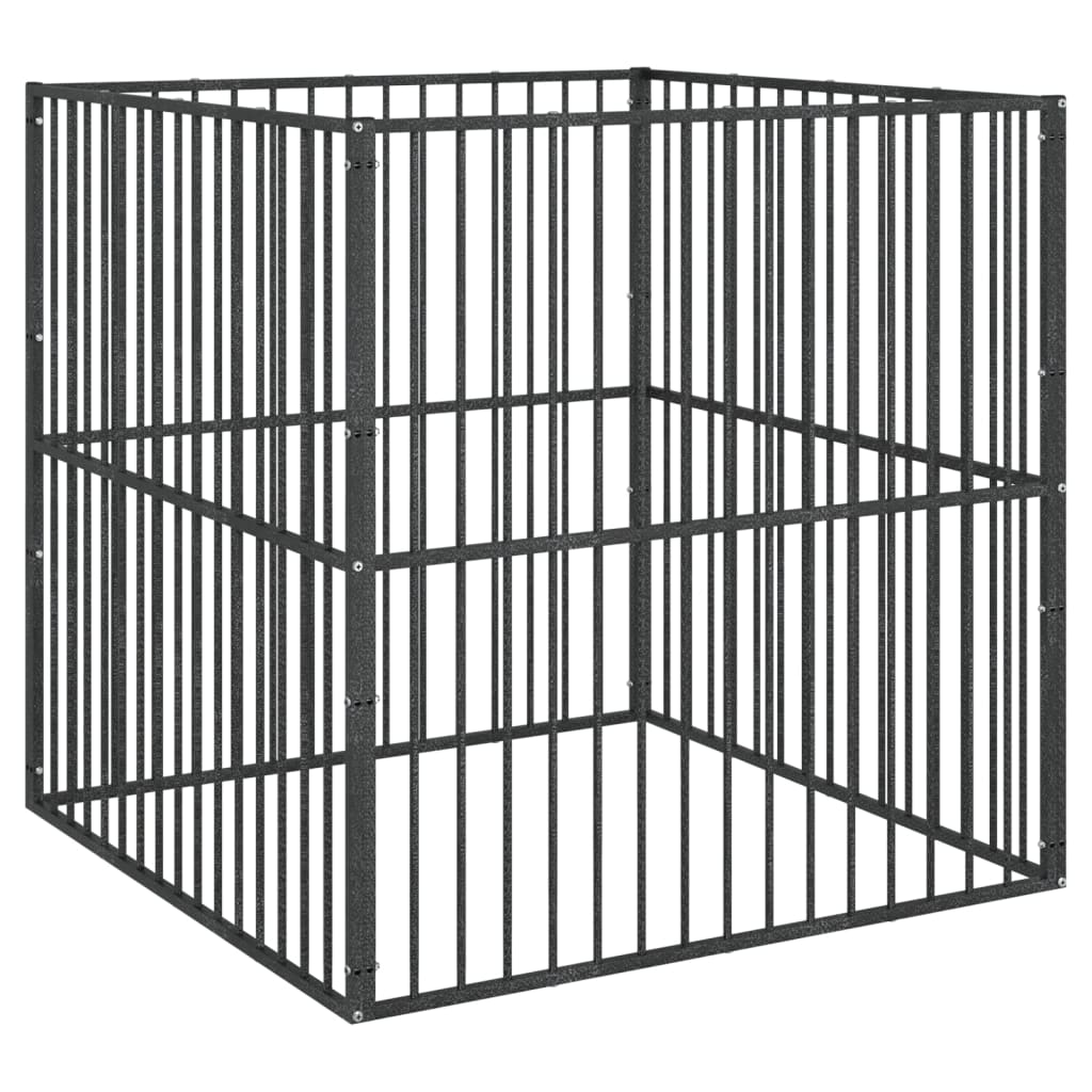 Box Per Cani 4 Pannelli Nero Acciaio Zincato