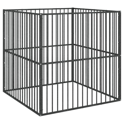 Box Per Cani 4 Pannelli Nero Acciaio Zincato
