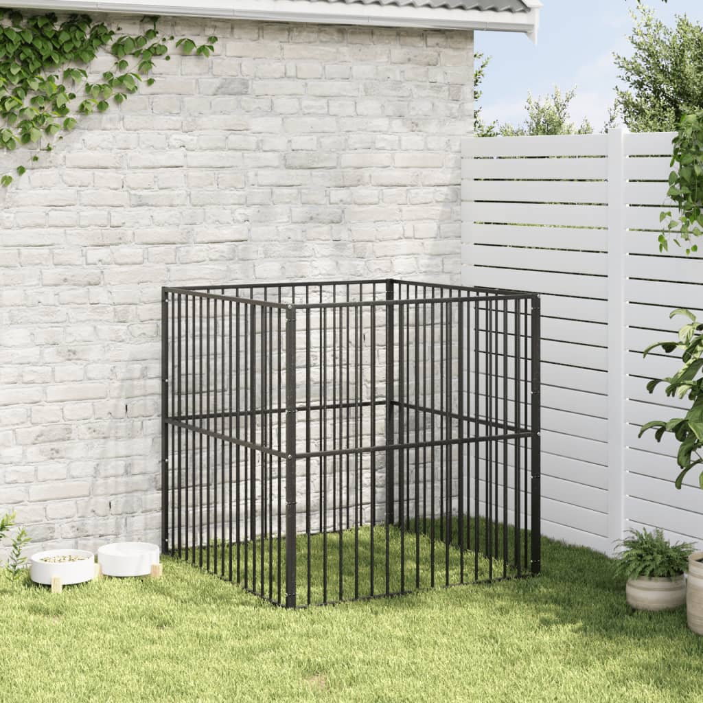Box Per Cani 4 Pannelli Nero Acciaio Zincato