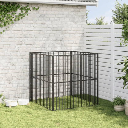 Box Per Cani 4 Pannelli Nero Acciaio Zincato