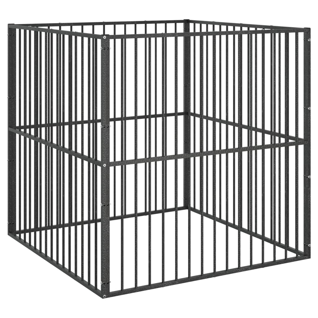 Box Per Cani 4 Pannelli Nero Acciaio Zincato