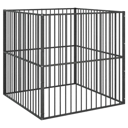 Box Per Cani 4 Pannelli Nero Acciaio Zincato