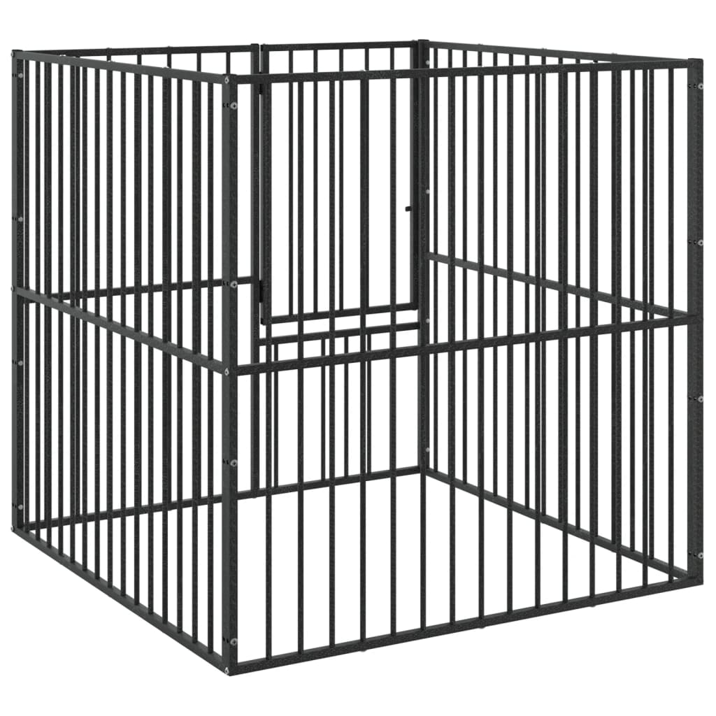 Box Per Cani 4 Pannelli Nero Acciaio Zincato