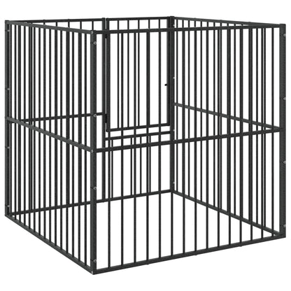 Box Per Cani 4 Pannelli Nero Acciaio Zincato