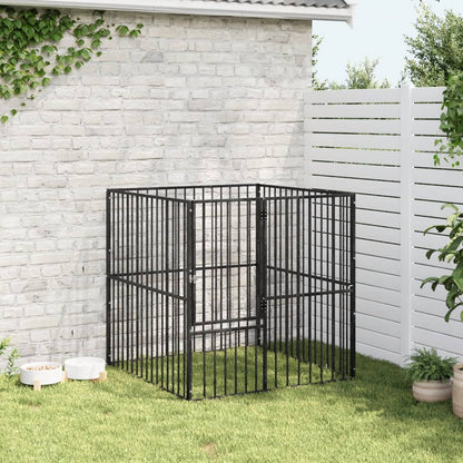 Box Per Cani 4 Pannelli Nero Acciaio Zincato