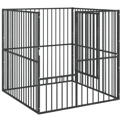 Box Per Cani 4 Pannelli Nero Acciaio Zincato