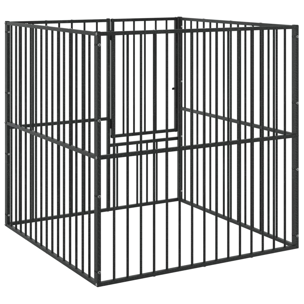 Box Per Cani 4 Pannelli Nero Acciaio Zincato