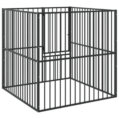 Box Per Cani 4 Pannelli Nero Acciaio Zincato