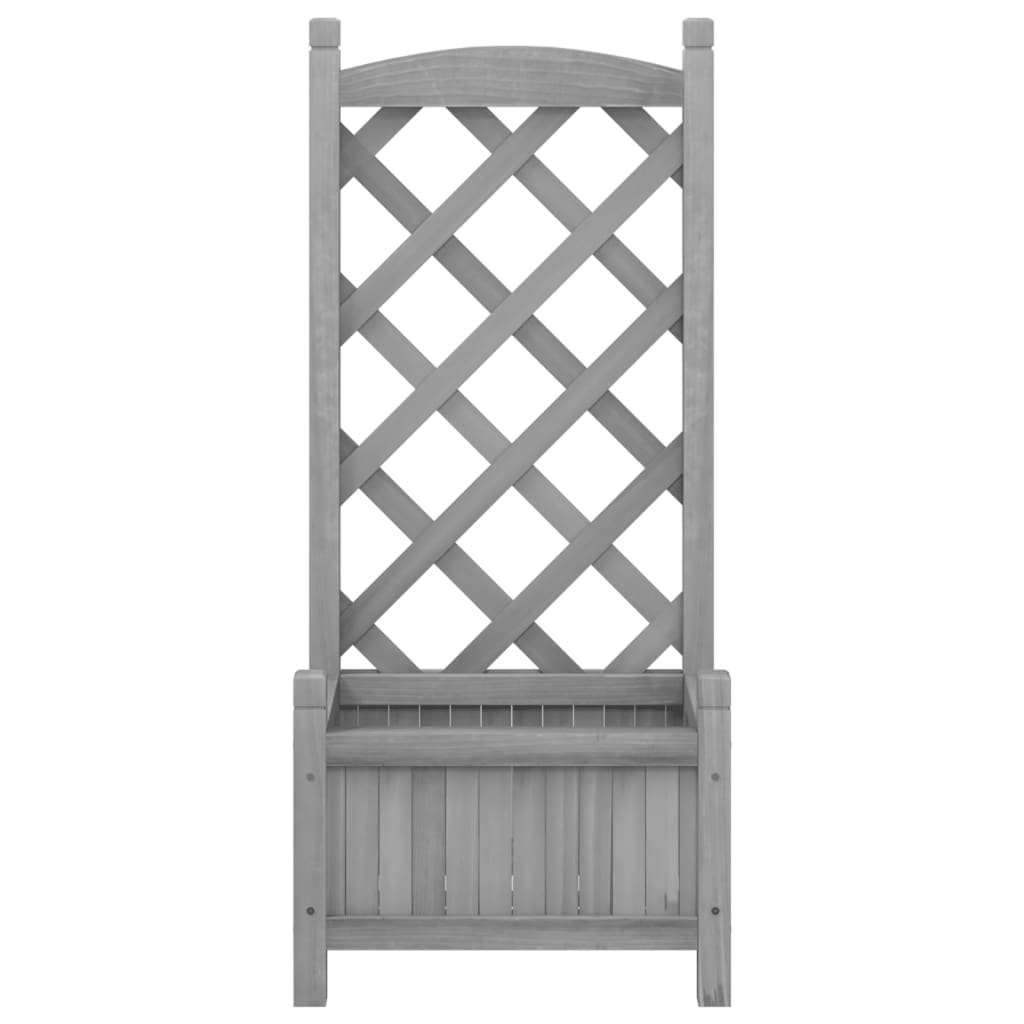 Fioriera Grigia In Legno Massello Di Abete Grigio