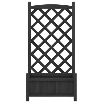 Fioriera Nera In Legno Massello Di Abete Nero