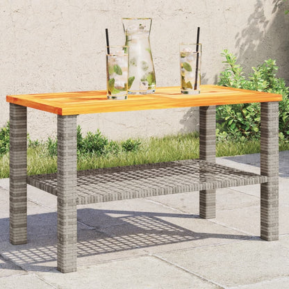 Tavolo Da Giardino Nero 80X80X75Cm In Polyrattan E Legno Acacia