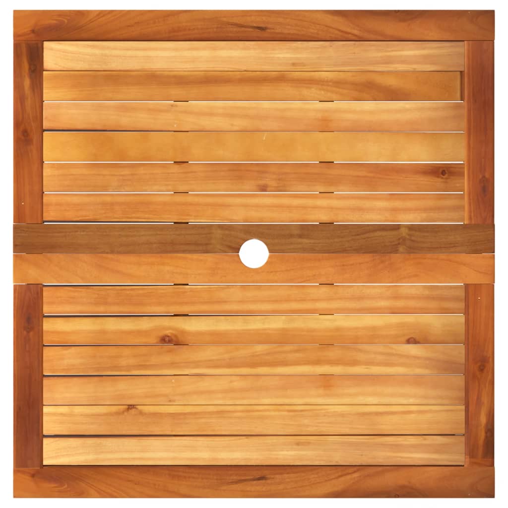 Tavolo Da Giardino Nero 80X80X75Cm In Polyrattan E Legno Acacia