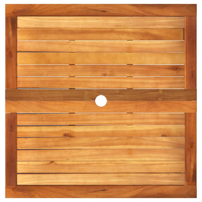 Tavolo Da Giardino Nero 80X80X75Cm In Polyrattan E Legno Acacia