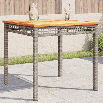 Tavolo Da Giardino Nero 80X80X75Cm In Polyrattan E Legno Acacia