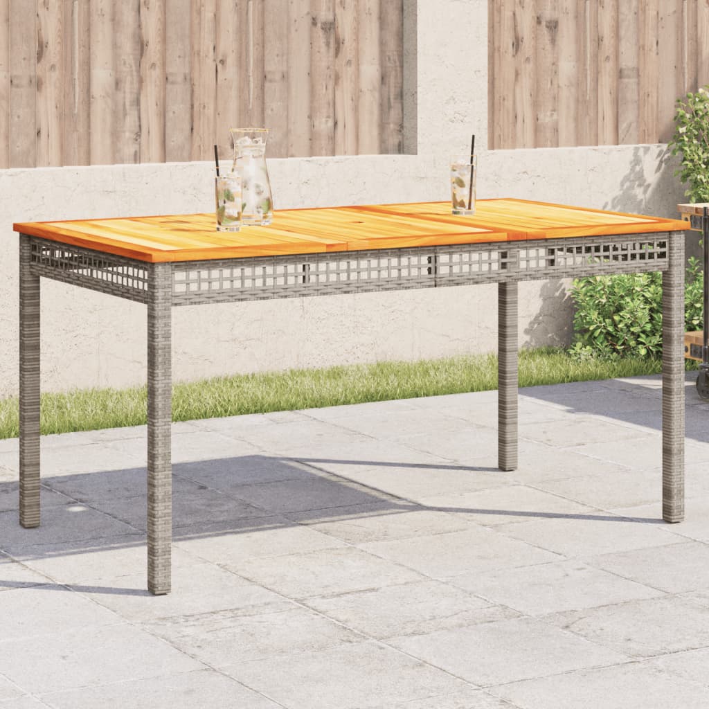 Tavolo Da Giardino Nero 80X80X75Cm In Polyrattan E Legno Acacia