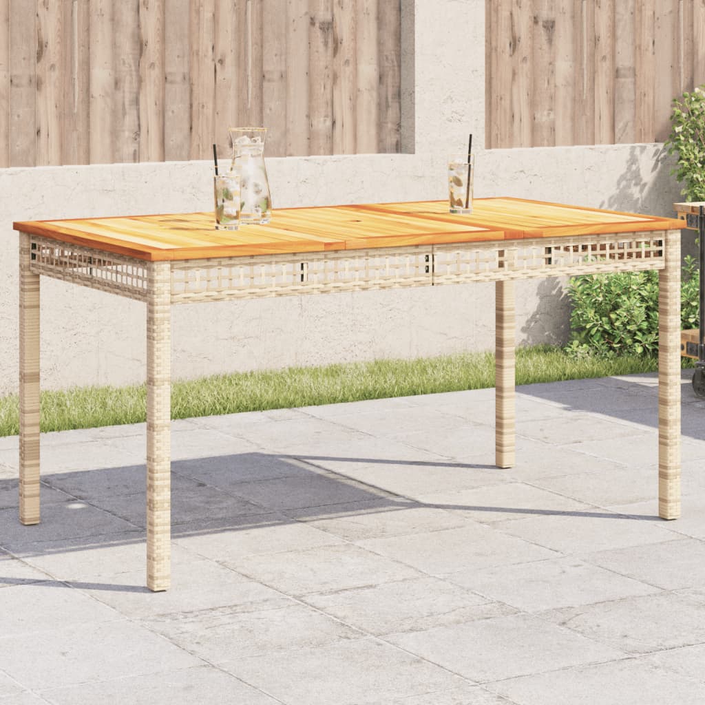 Tavolo Da Giardino Nero 80X80X75Cm In Polyrattan E Legno Acacia