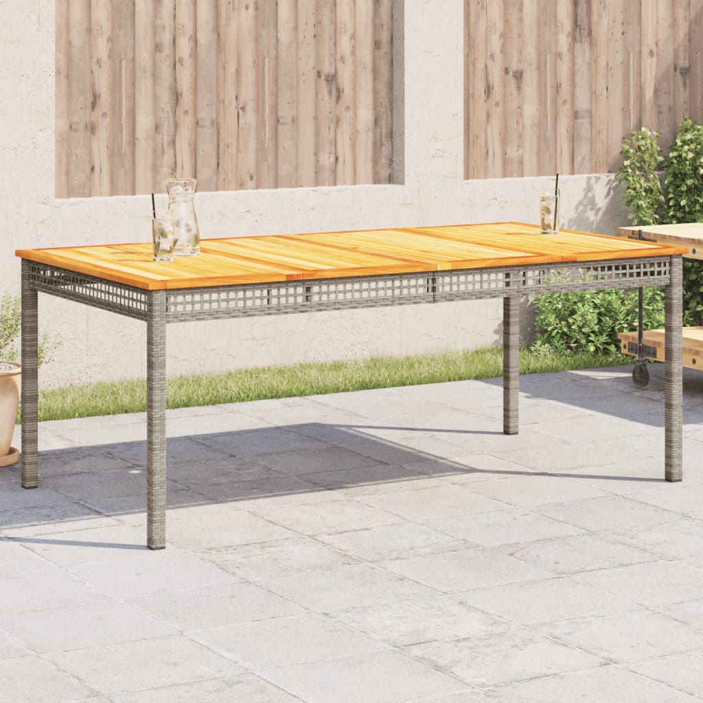 Tavolo Da Giardino Nero 80X80X75Cm In Polyrattan E Legno Acacia