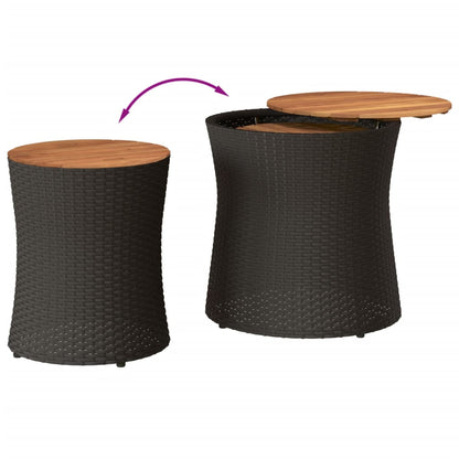Tavolini Da Giardino 2 Pz Con Piano In Legno Neri In Polyrattan
