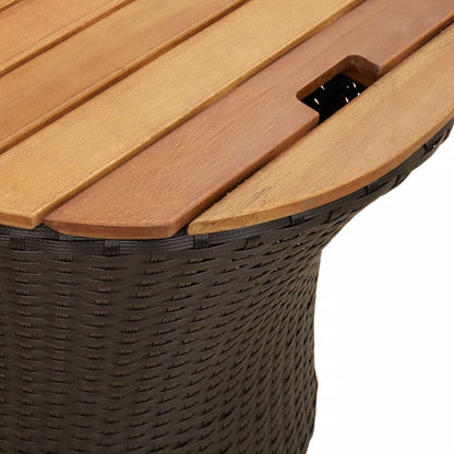 Tavolini Da Giardino 2 Pz Con Piano In Legno Neri In Polyrattan