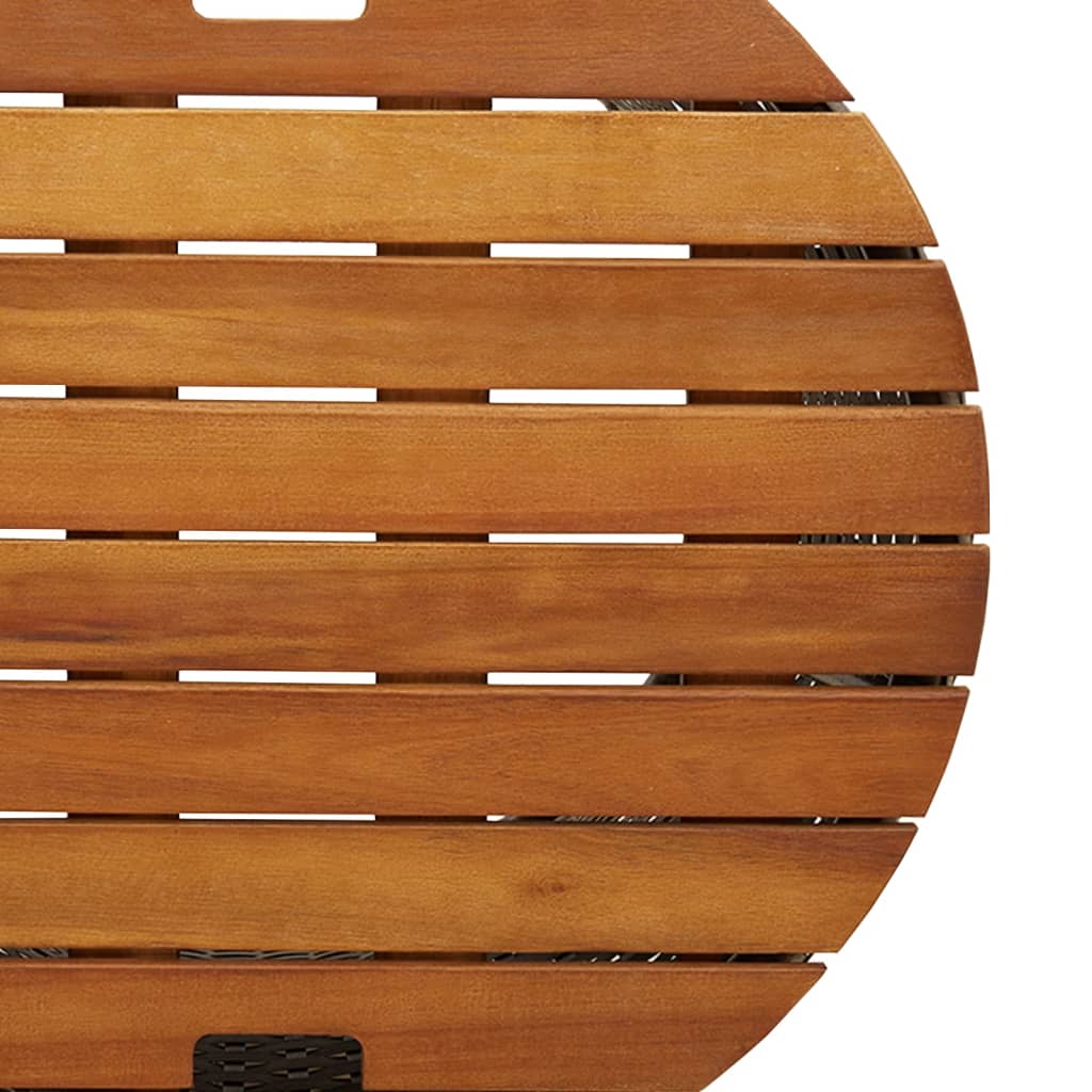 Tavolini Da Giardino 2 Pz Con Piano In Legno Neri In Polyrattan