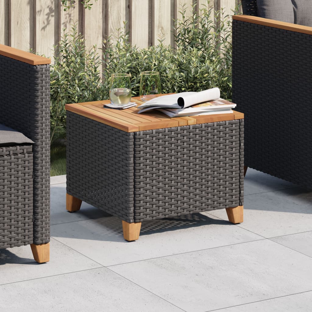 Tavolo Da Giardino 45X45X37 Cm Polyrattan E Legno Acacia