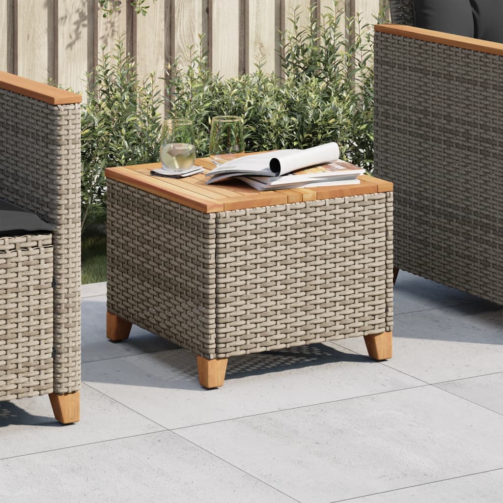 Tavolo Da Giardino 45X45X37 Cm Polyrattan E Legno Acacia