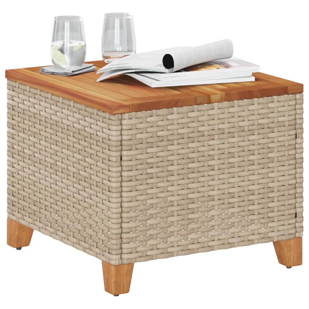 Tavolo Da Giardino 45X45X37 Cm Polyrattan E Legno Acacia