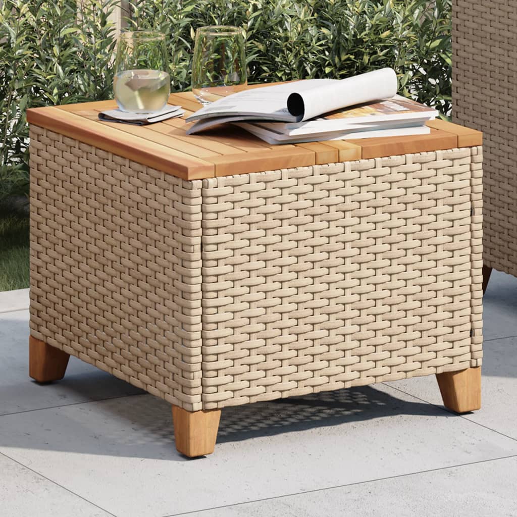 Tavolo Da Giardino 45X45X37 Cm Polyrattan E Legno Acacia