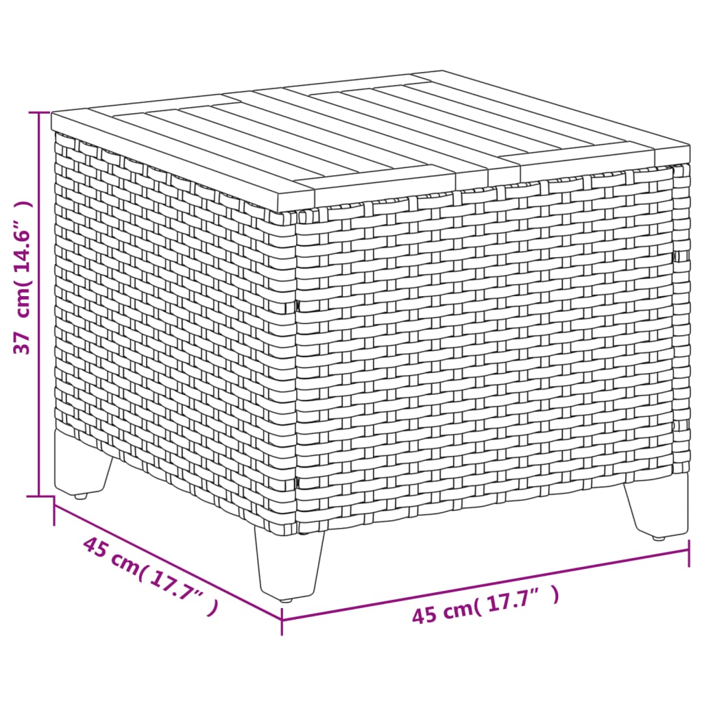 Tavolo Da Giardino 45X45X37 Cm Polyrattan E Legno Acacia