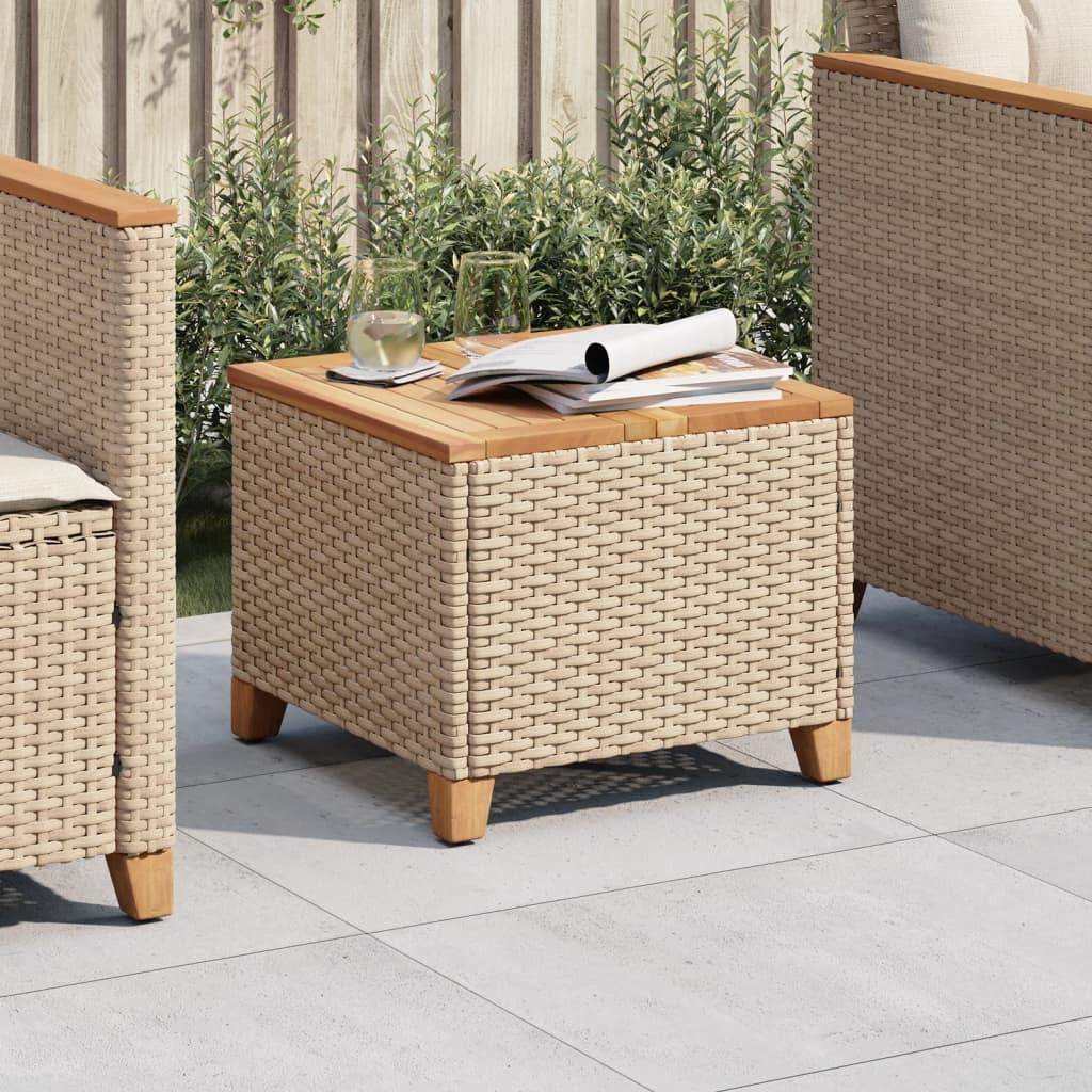 Tavolo Da Giardino 45X45X37 Cm Polyrattan E Legno Acacia