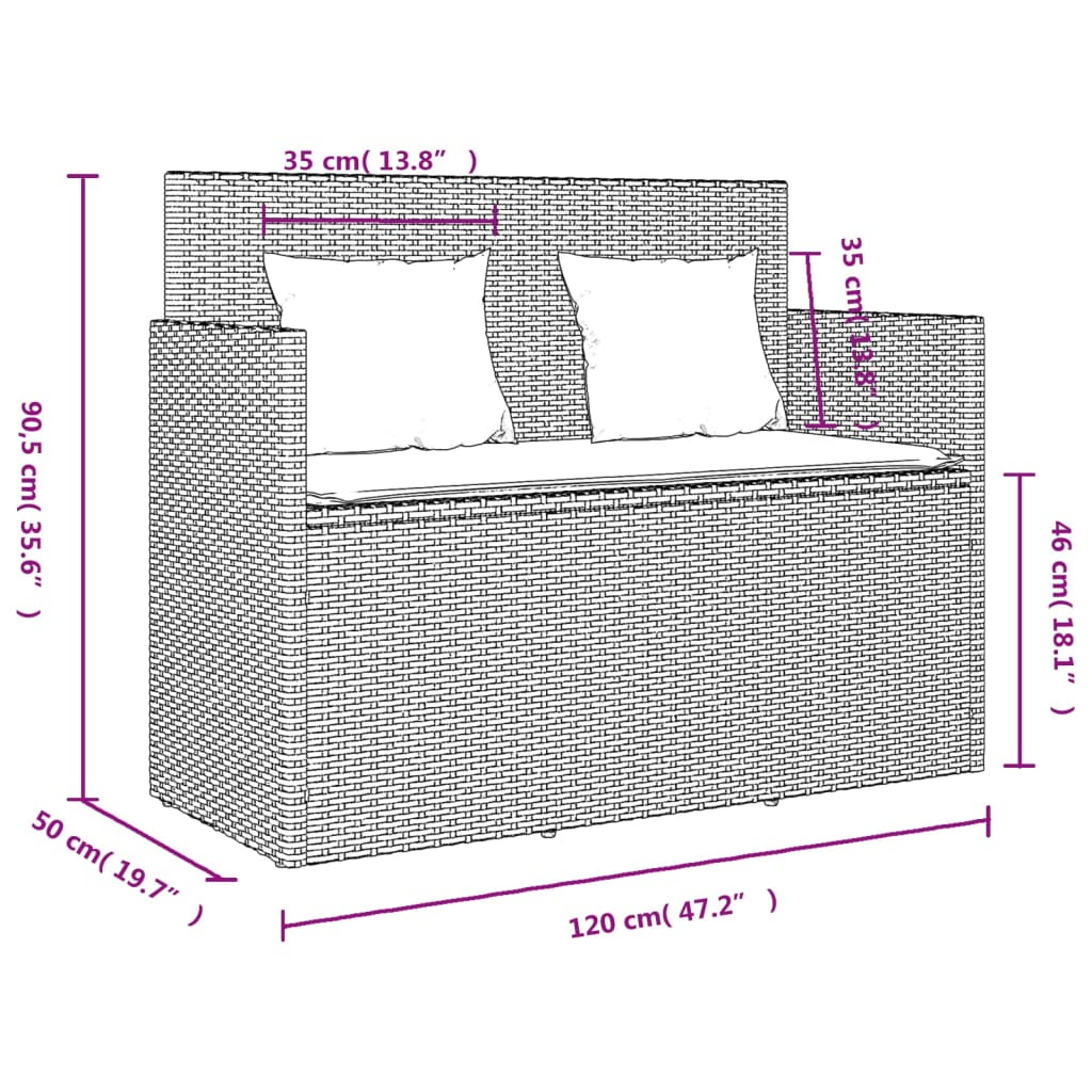 Panca Da Giardino Con Cuscini Beige In Polyrattan